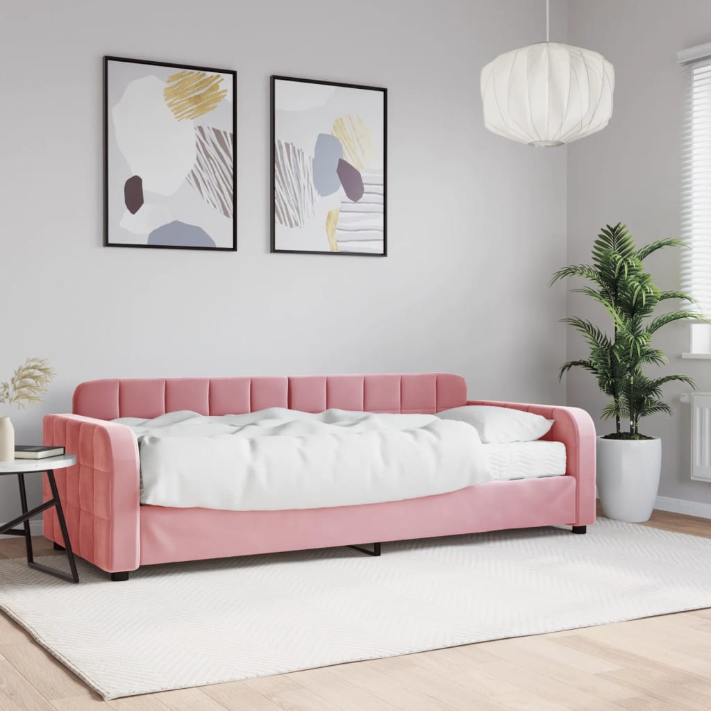 Divano Letto con Materasso Rosa 80x200 cm in Velluto 3196901