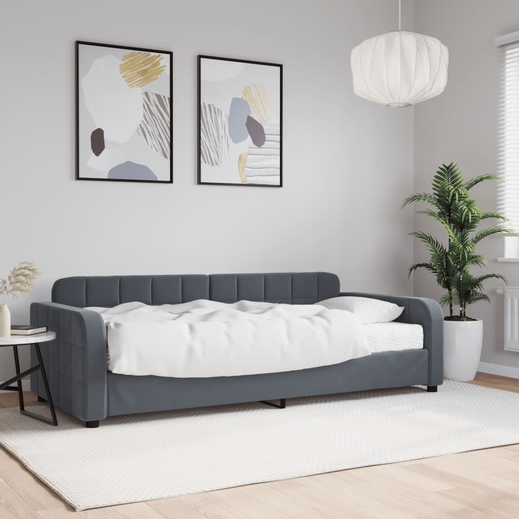 Divano Letto con Materasso Grigio Scuro 90x200 cm in Velluto 3196906