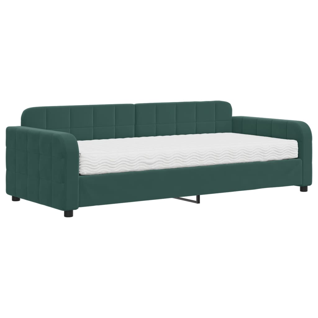 Divano Letto con Materasso Verde Scuro 90x200 cm in Velluto 3196907