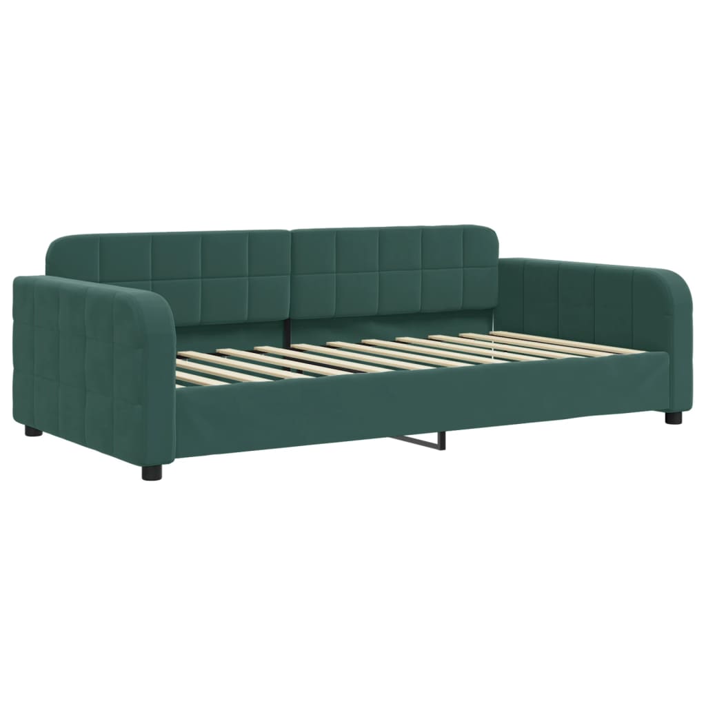 Divano Letto con Materasso Verde Scuro 90x200 cm in Velluto 3196907