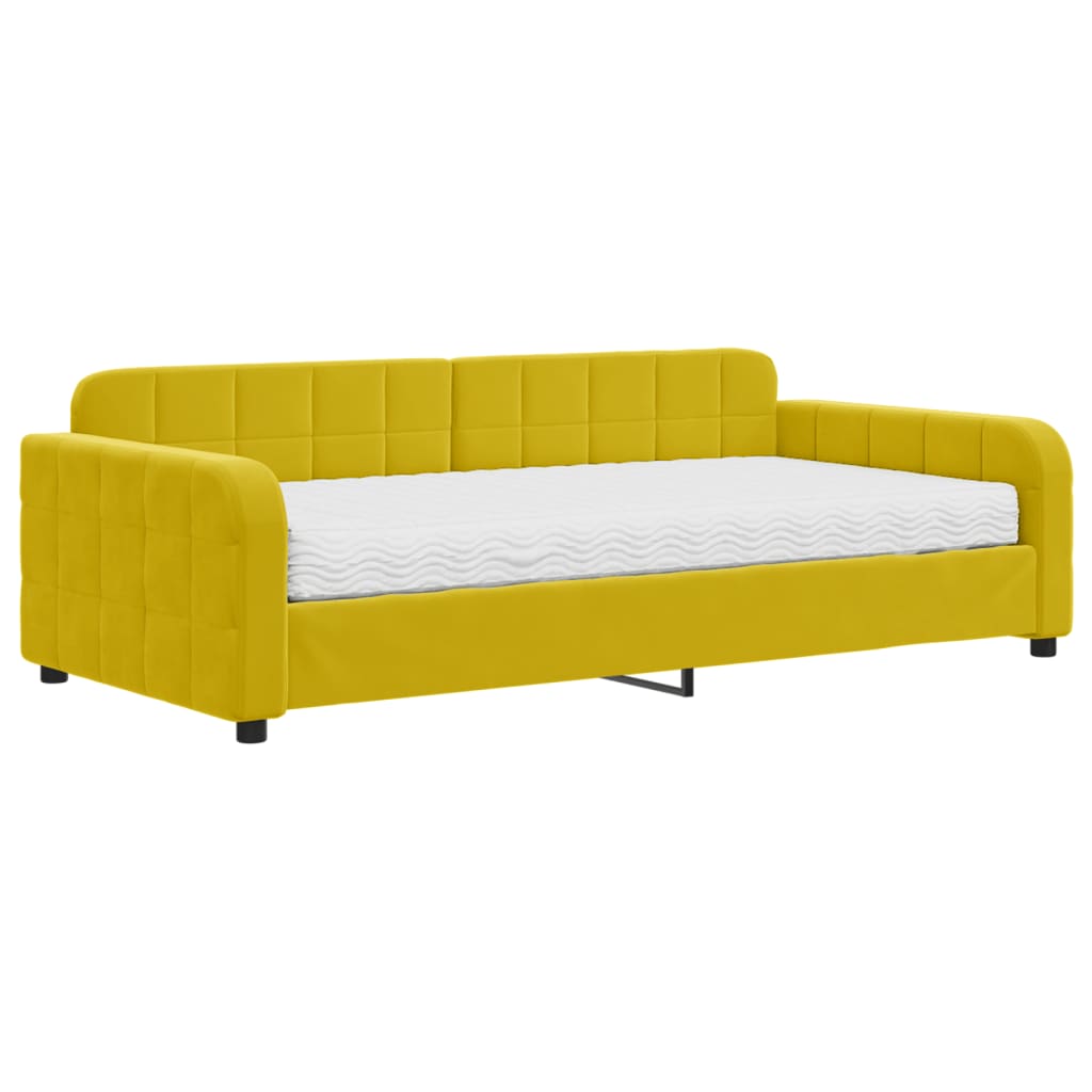 Divano Letto con Materasso Giallo 100x200 cm in Velluto 3196917