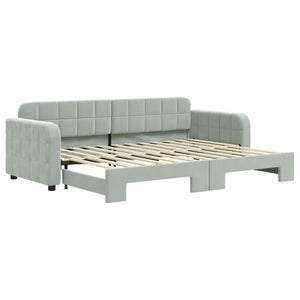 Divano Letto con Letto Estraibile Grigio Chiaro 80x200 Velluto 3196922