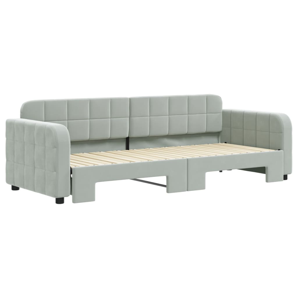 Divano Letto con Letto Estraibile Grigio Chiaro 80x200 Velluto 3196922