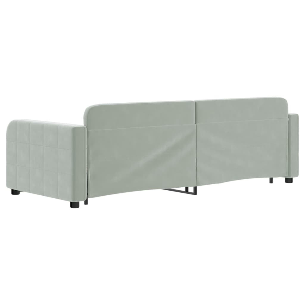 Divano Letto con Letto Estraibile Grigio Chiaro 80x200 Velluto 3196922