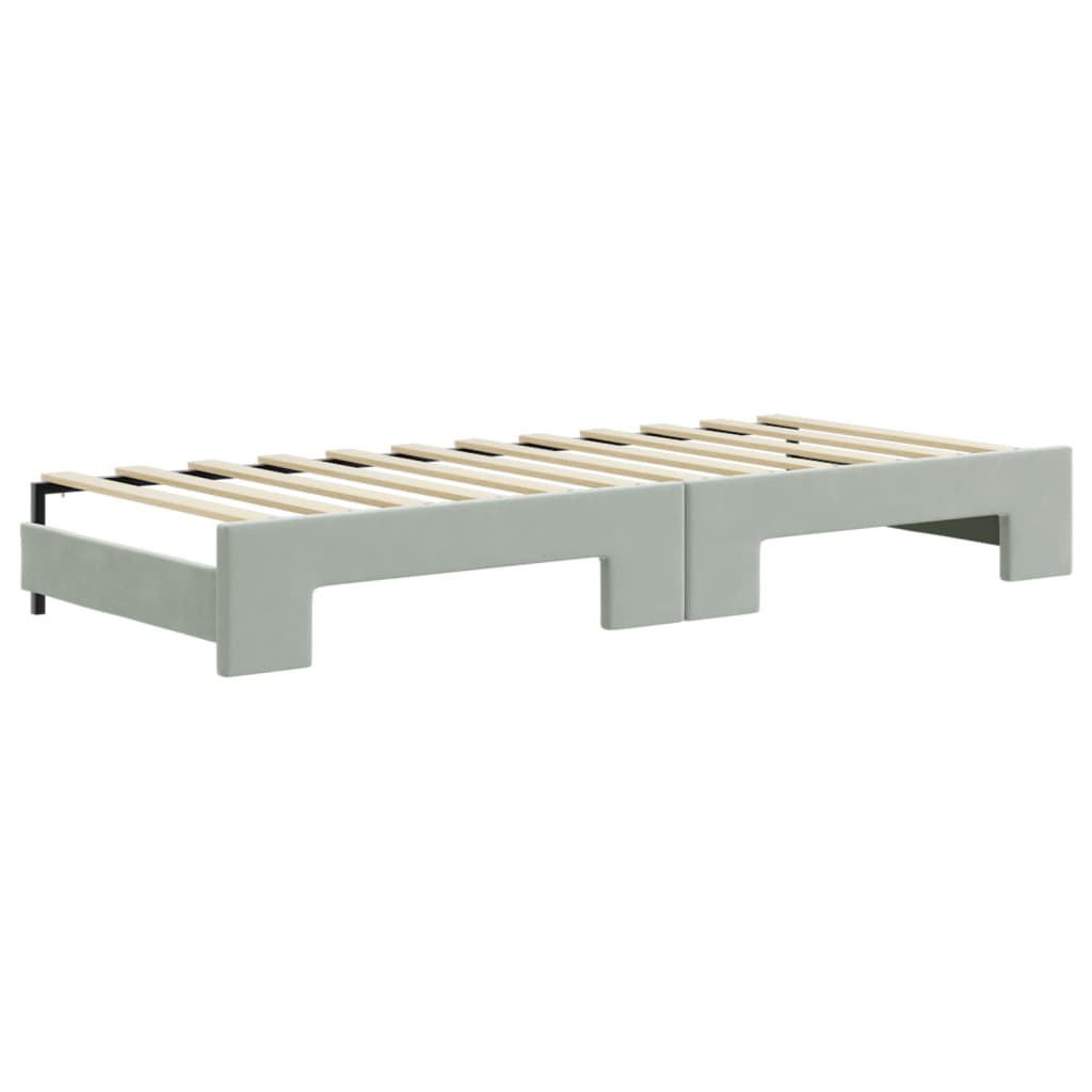 Divano Letto con Letto Estraibile Grigio Chiaro 80x200 Velluto 3196922