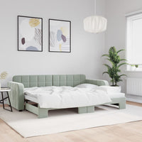 Divano Letto con Letto Estraibile Grigio Chiaro 80x200 Velluto 3196922