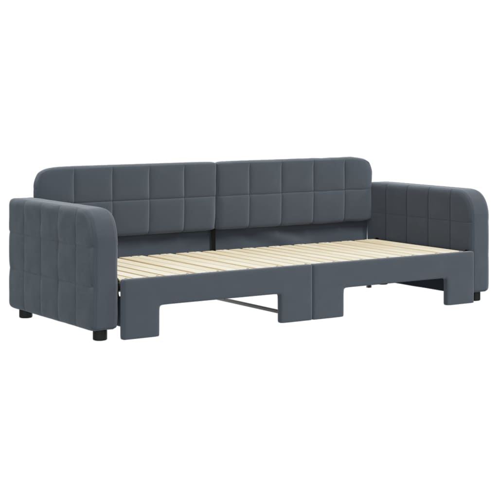 Divano Letto con Letto Estraibile Grigio Scuro 80x200cm Velluto 3196923