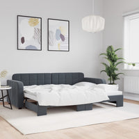 Divano Letto con Letto Estraibile Grigio Scuro 80x200cm Velluto 3196923