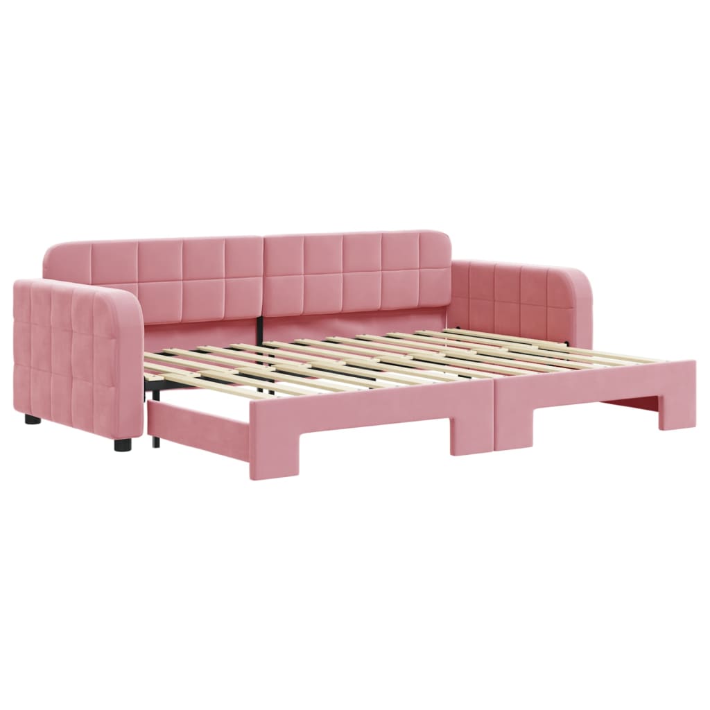 Divano Letto con Letto Estraibile Rosa 80x200 cm in Velluto 3196925