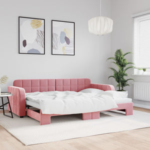 Divano Letto con Letto Estraibile Rosa 80x200 cm in Velluto 3196925