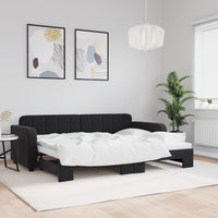 Divano Letto con Letto Estraibile Nero 80x200 cm in Velluto 3196926