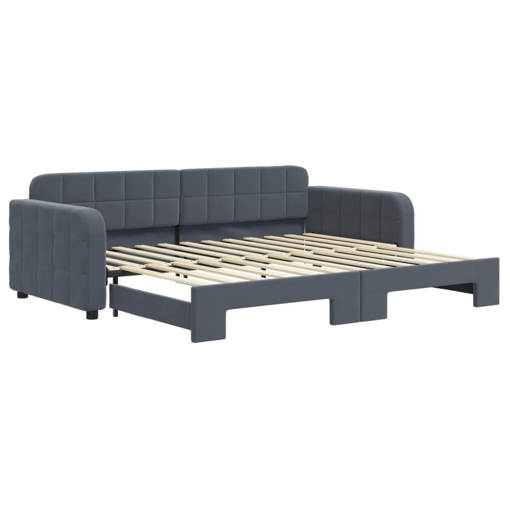 Divano Letto con Letto Estraibile Grigio Scuro 90x200cm Velluto 3196930