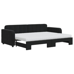 Divano Letto Estraibile con Materassi Nero 80x200 cm Vellutocod mxl 106623