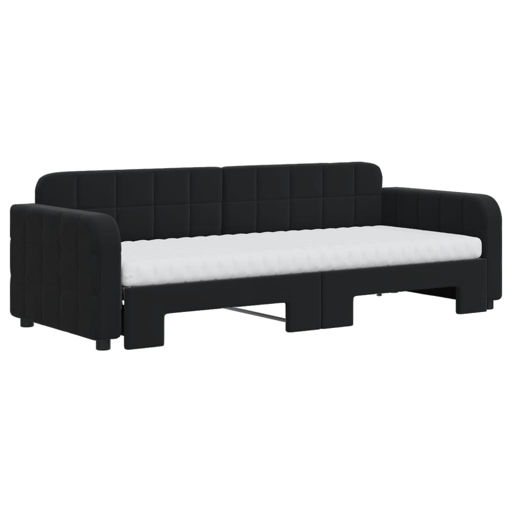 Divano Letto Estraibile con Materassi Nero 80x200 cm Vellutocod mxl 106623