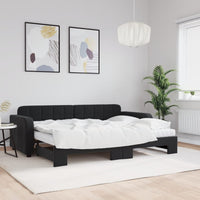 Divano Letto Estraibile con Materassi Nero 80x200 cm Vellutocod mxl 106623