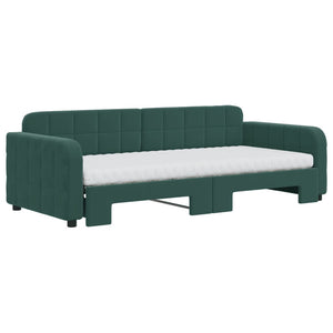 Divano Letto Estraibile Materassi Verde Scuro 90x200 Velluto 3196955