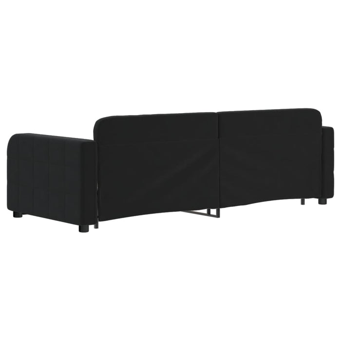 Divano Letto Estraibile con Cassetti Nero 80x200 cm in Velluto 3196974