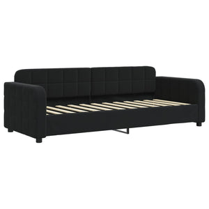 Divano Letto Estraibile con Cassetti Nero 80x200 cm in Velluto 3196974