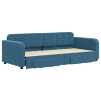 Divano Letto Estraibile con Cassetti Blu 90x200 cm in Velluto 3196976