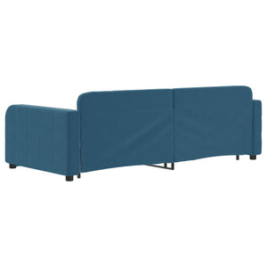 Divano Letto Estraibile con Cassetti Blu 90x200 cm in Velluto 3196976