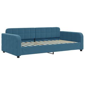 Divano Letto Estraibile con Cassetti Blu 90x200 cm in Velluto 3196976