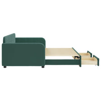 Divano Letto Estraibile Cassetti Verde Scuro 90x200cm Velluto 3196979