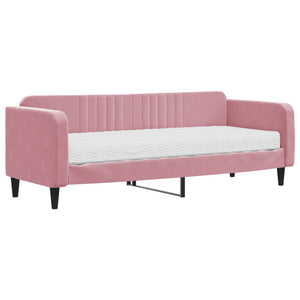 Divano Letto con Materasso Rosa 80x200 cm in Velluto 3197035