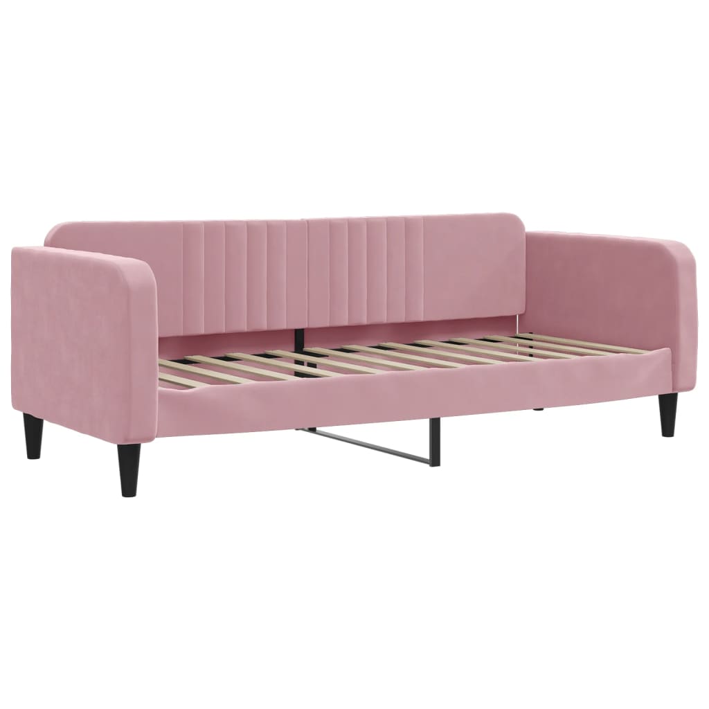 Divano Letto con Materasso Rosa 80x200 cm in Velluto 3197035