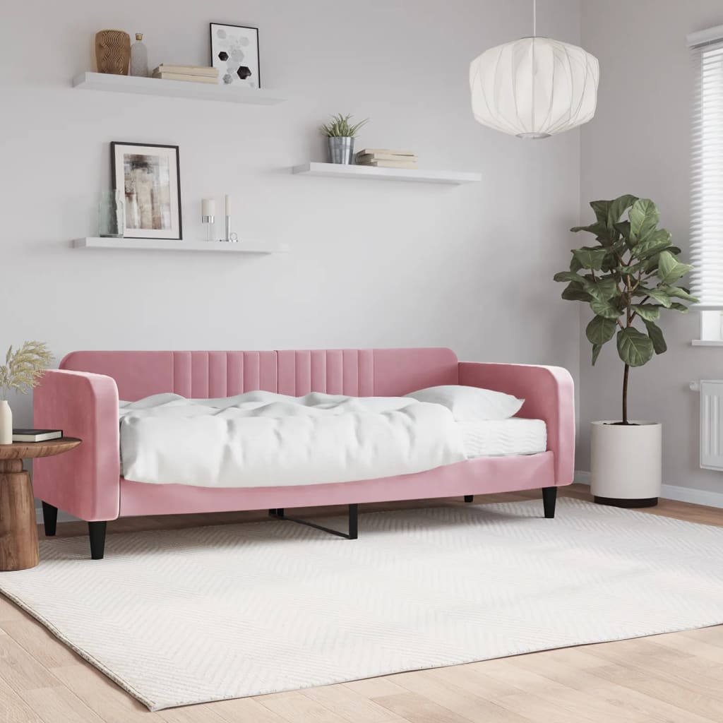 Divano Letto con Materasso Rosa 80x200 cm in Velluto 3197035