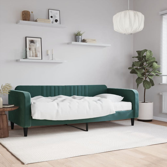 Divano Letto con Materasso Verde Scuro 90x200 cm in Velluto 3197041