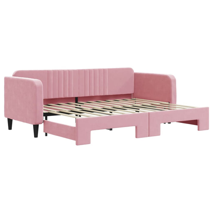 Divano Letto con Letto Estraibile Rosa 80x200 cm in Velluto 3197059