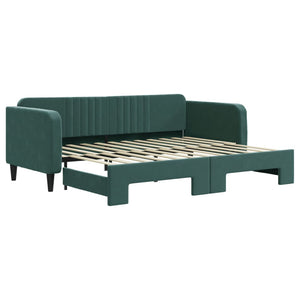 Divano Letto con Letto Estraibile Verde Scuro 90x200cm Velluto 3197065