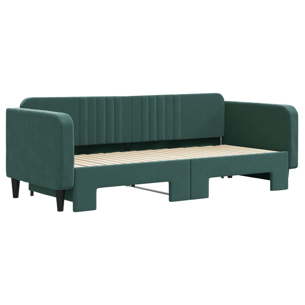 Divano Letto con Letto Estraibile Verde Scuro 90x200cm Velluto 3197065