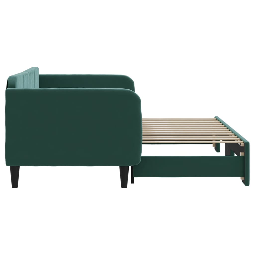 Divano Letto con Letto Estraibile Verde Scuro 90x200cm Velluto 3197065