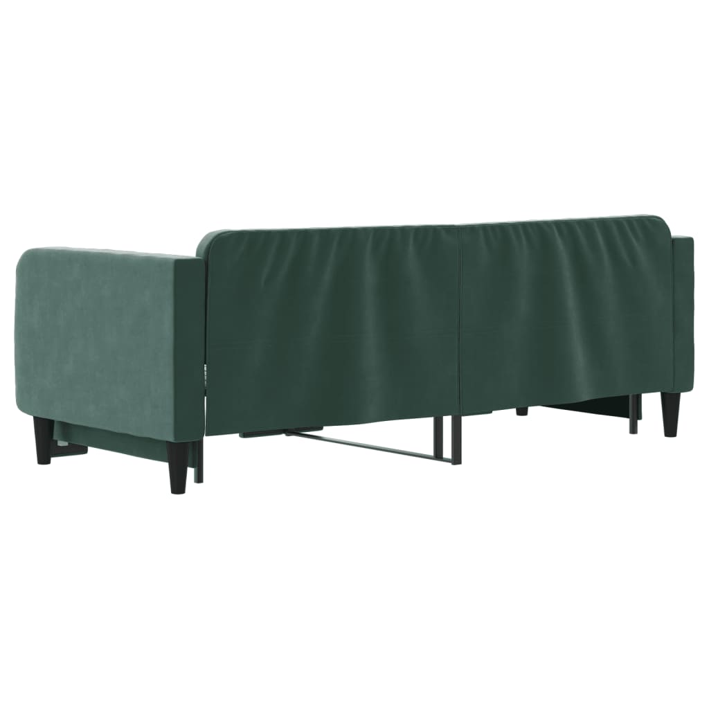 Divano Letto con Letto Estraibile Verde Scuro 90x200cm Velluto 3197065