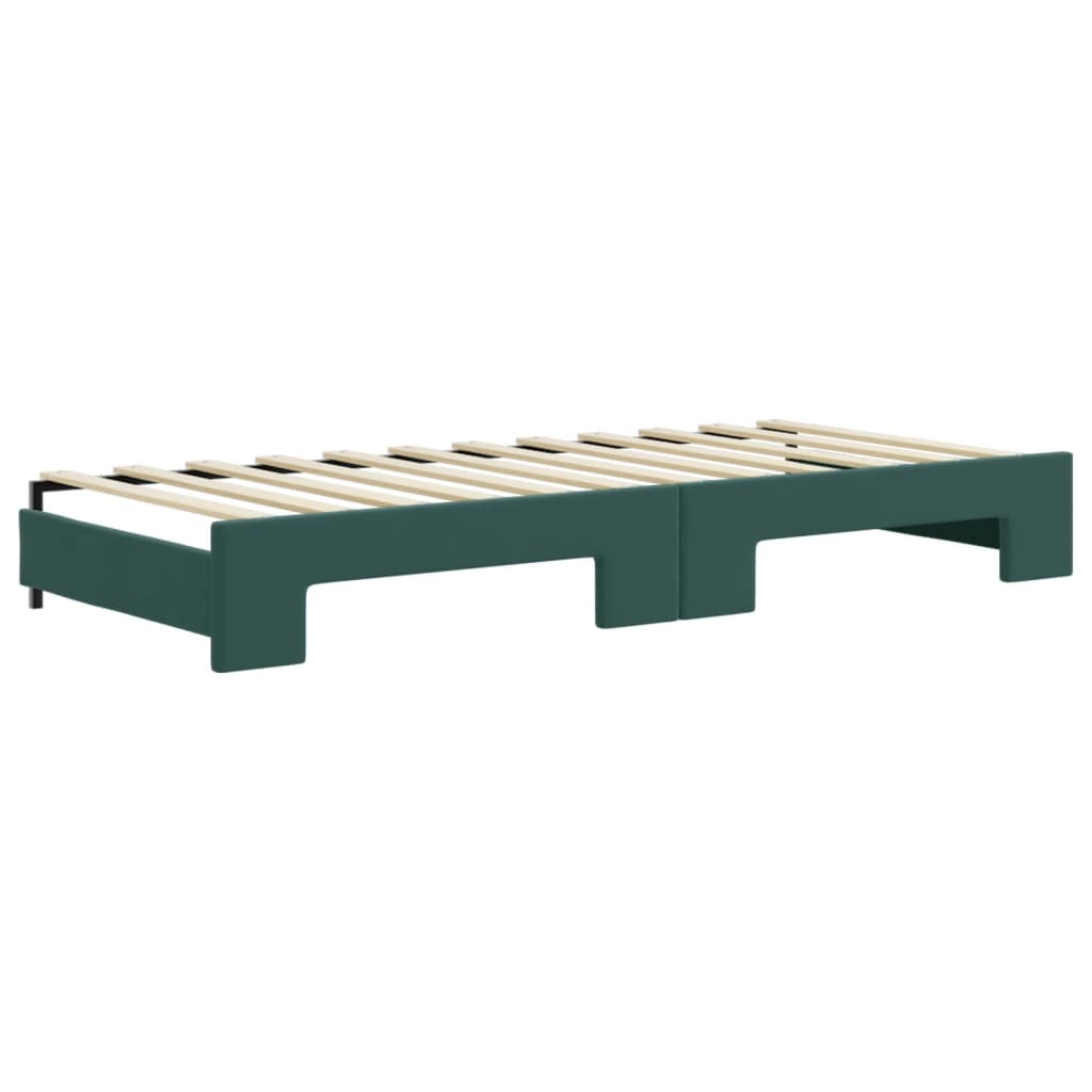 Divano Letto con Letto Estraibile Verde Scuro 90x200cm Velluto 3197065