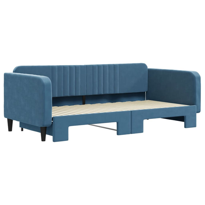 Divano Letto con Letto Estraibile Blu 100x200 cm in Velluto 3197069