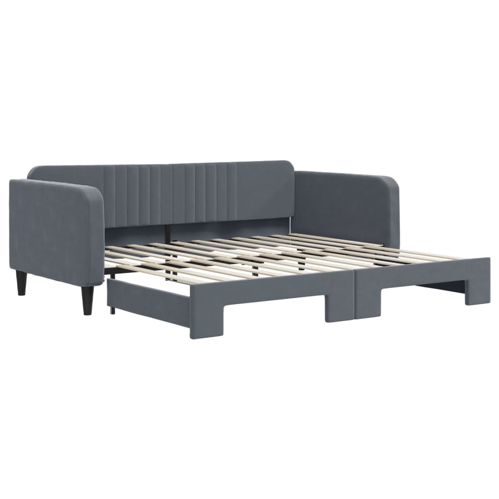 Divano Letto con Letto Estraibile Grigio Scuro 100x200 Velluto 3197071