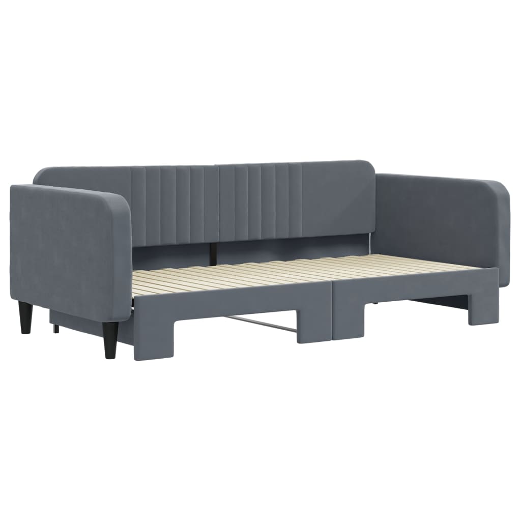 Divano Letto con Letto Estraibile Grigio Scuro 100x200 Velluto 3197071