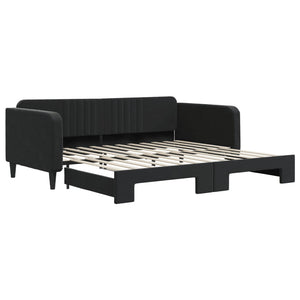 Divano Letto con Letto Estraibile Nero 100x200 cm in Velluto 3197074