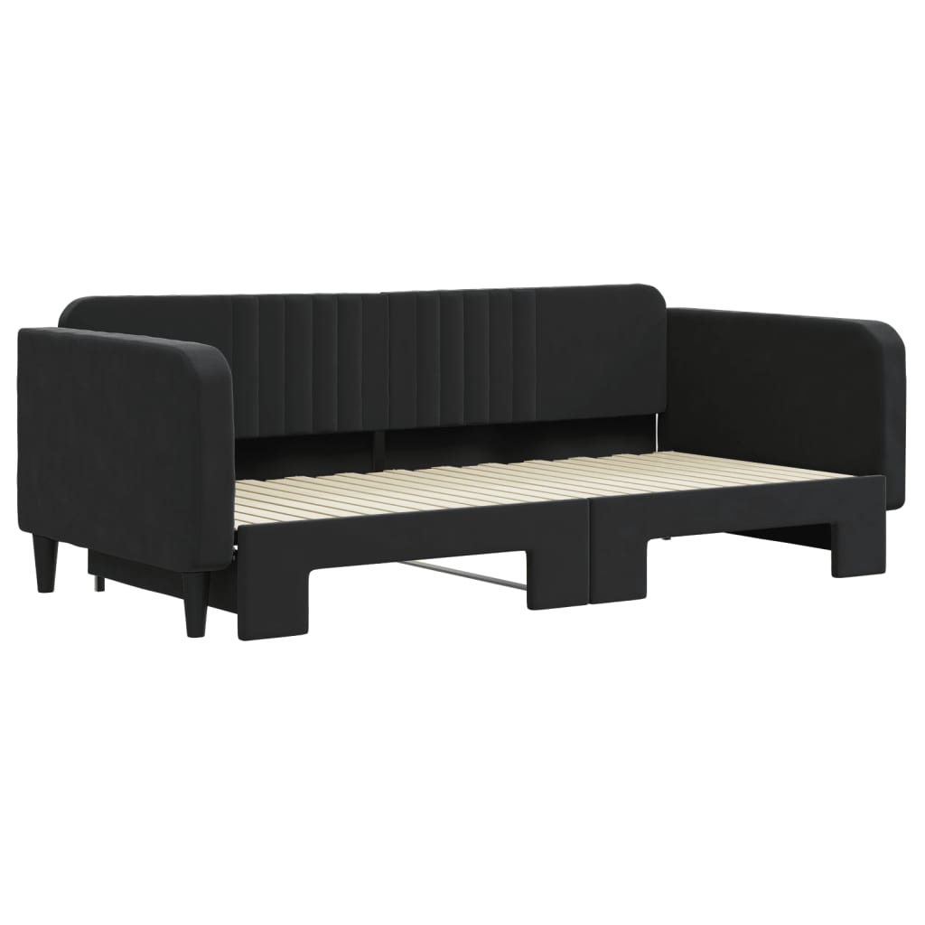 Divano Letto con Letto Estraibile Nero 100x200 cm in Velluto 3197074