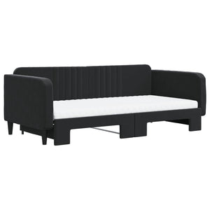 Divano Letto Estraibile con Materassi Nero 100x200 cm Vellutocod mxl 106628