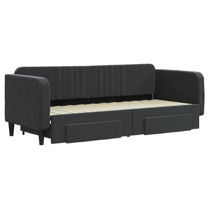 Divano Letto Estraibile con Cassetti Nero 80x200 cm in Vellutocod mxl 82718