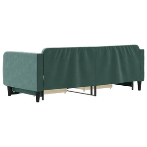 Divano Letto Estraibile Cassetti Verde Scuro 90x200cm Velluto 3197113