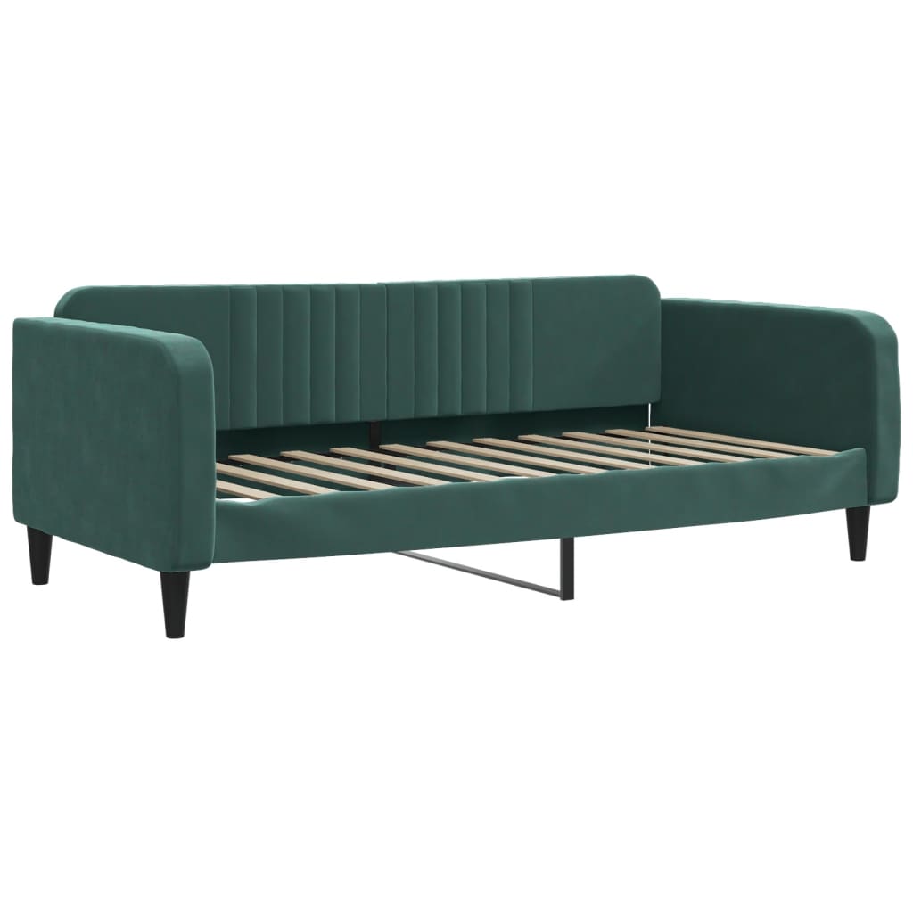 Divano Letto Estraibile Cassetti Verde Scuro 90x200cm Velluto 3197113