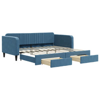 Divano Letto Estraibile con Cassetti Blu 100x200 cm in Velluto 3197117