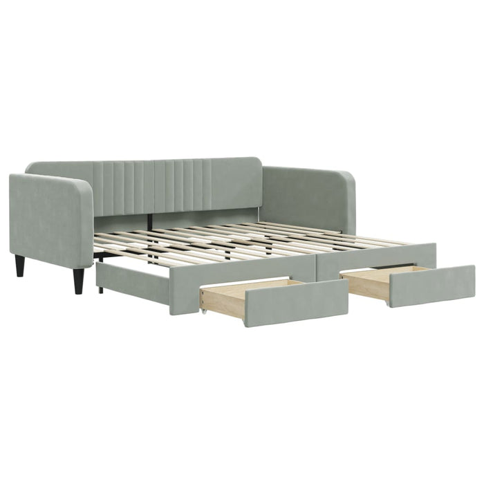 Divano Letto Estraibile Cassetti Grigio Chiaro 100x200 Velluto 3197118