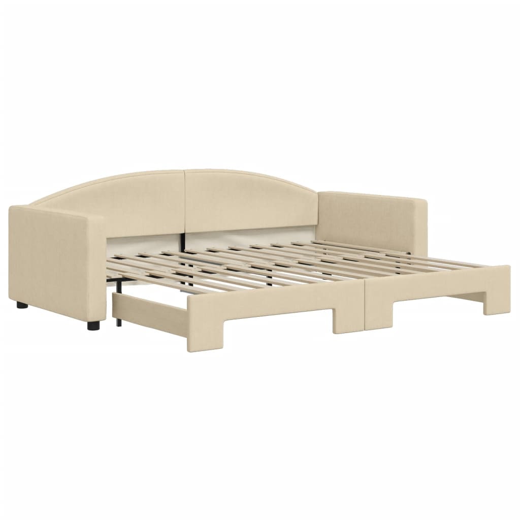 Divano Letto con Letto Estraibile Crema 90x200 cm in Tessuto 3197192