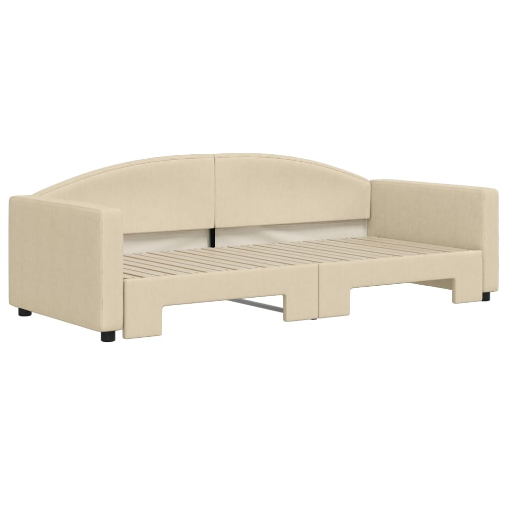 Divano Letto con Letto Estraibile Crema 90x200 cm in Tessuto 3197192