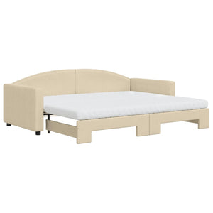 Divano Letto Estraibile con Materassi Crema 90x200 cm Tessuto 3197210